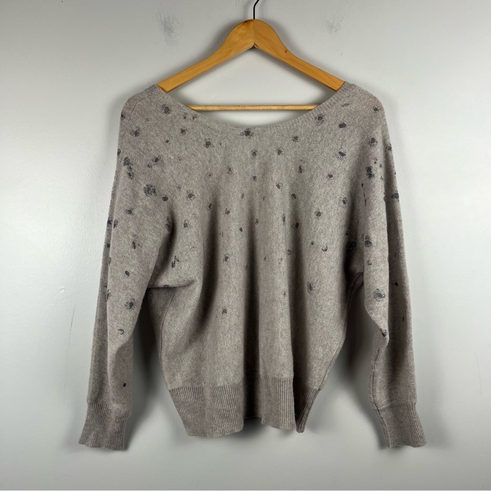 New 27 Miles 100% cashmere deep v back printed Marly sweater size small